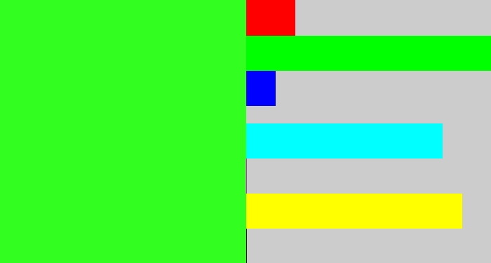 Hex color #32fe1f - radioactive green
