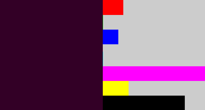 Hex color #330026 - dark plum