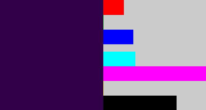 Hex color #33004a - dark violet