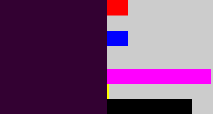 Hex color #330132 - eggplant