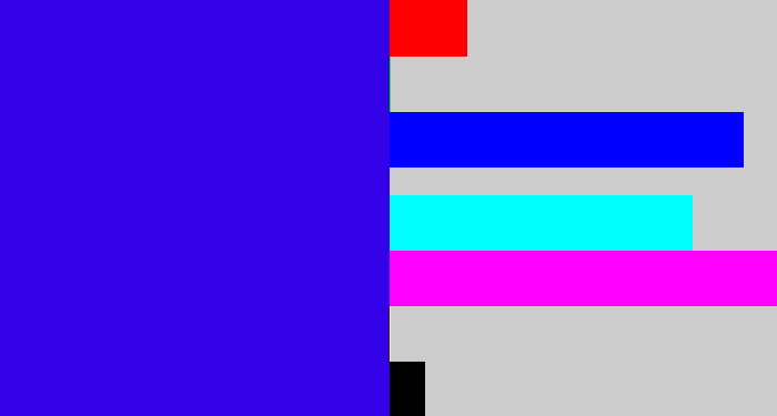 Hex color #3301e8 - ultramarine blue