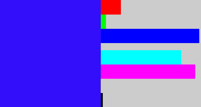 Hex color #330efb - light royal blue