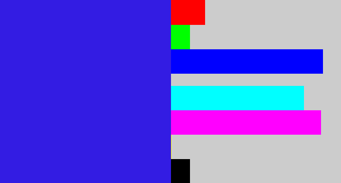 Hex color #331ce3 - light royal blue