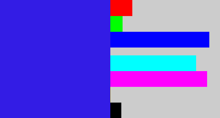 Hex color #331ce5 - light royal blue