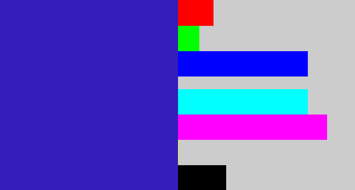 Hex color #331ebb - indigo blue
