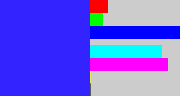 Hex color #3323fe - light royal blue