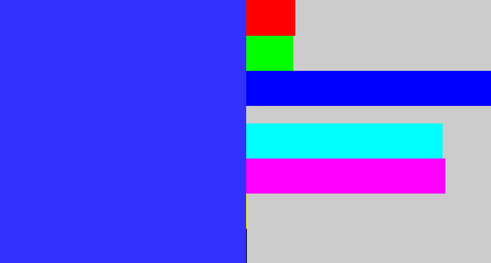 Hex color #3331fe - light royal blue