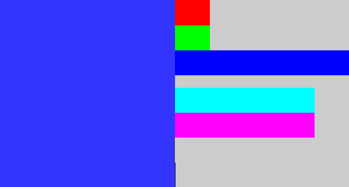 Hex color #3334fe - light royal blue