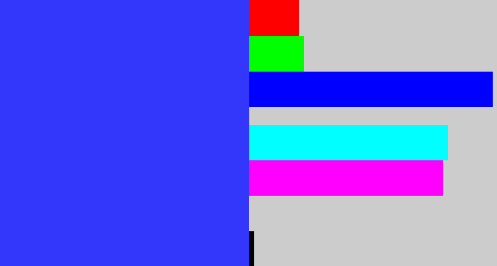 Hex color #3337fb - light royal blue