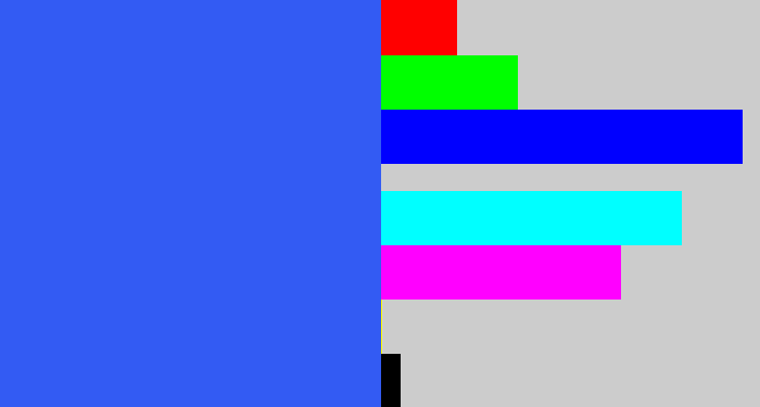 Hex color #335bf3 - azul