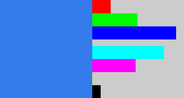 Hex color #337ce9 - lightish blue