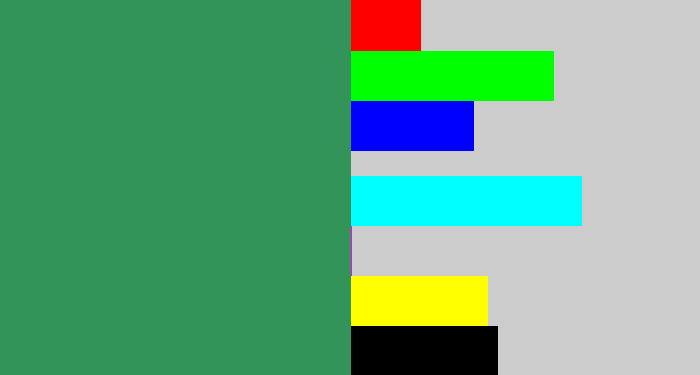 Hex color #33945a - greenish