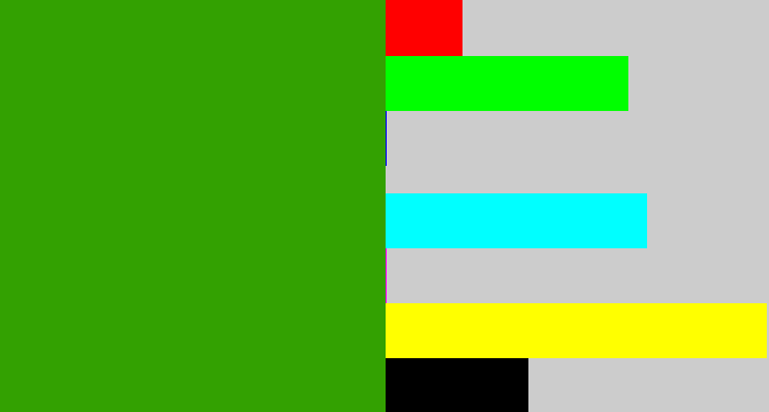 Hex color #33a101 - grassy green