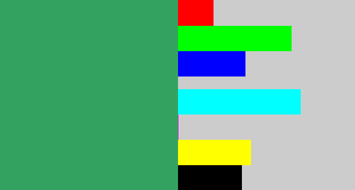 Hex color #33a260 - greenish