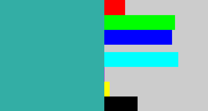 Hex color #33aea5 - tealish