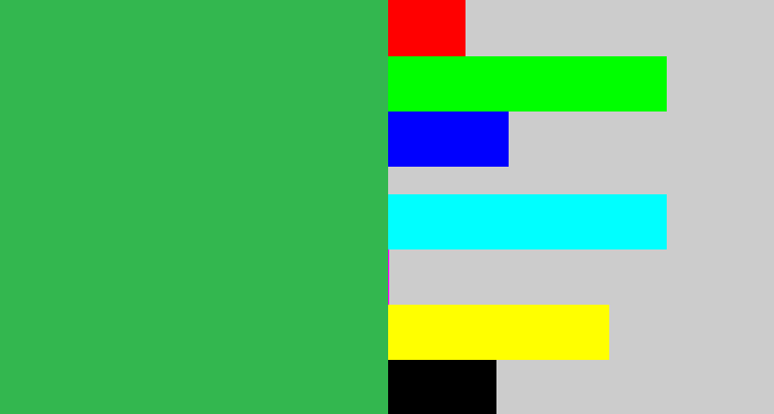 Hex color #33b74f - medium green
