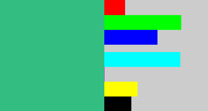 Hex color #33bd81 - greenish teal