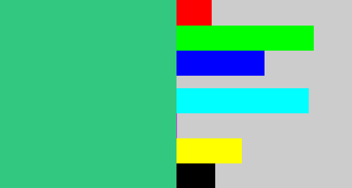 Hex color #33c87f - greenish teal