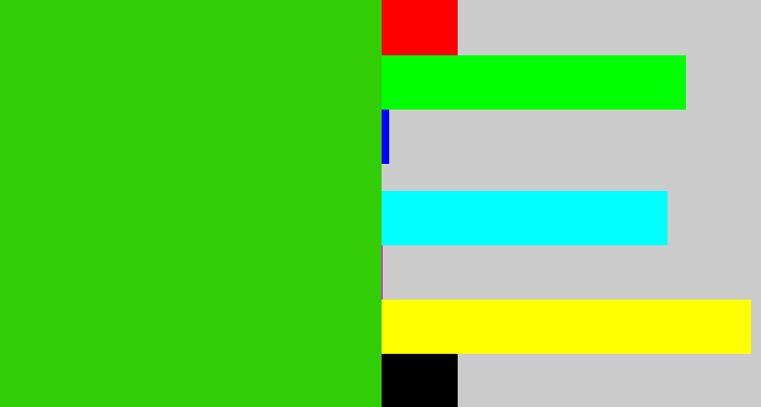 Hex color #33cd06 - vivid green