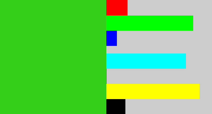Hex color #33d019 - vivid green