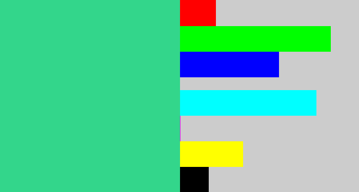 Hex color #33d68b - weird green