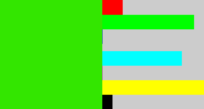 Hex color #33e600 - vivid green