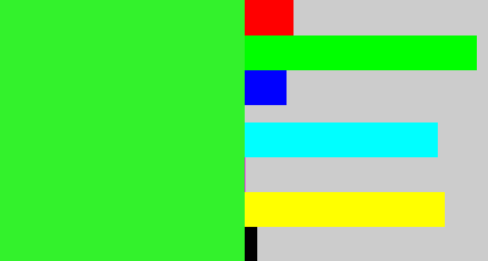 Hex color #33f22c - radioactive green