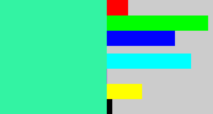 Hex color #33f3a3 - greenish cyan