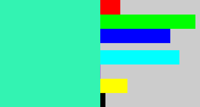 Hex color #33f3b2 - greenish cyan