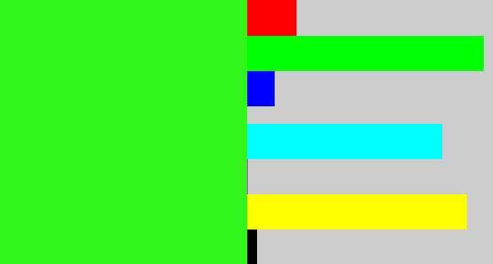 Hex color #33f51b - radioactive green