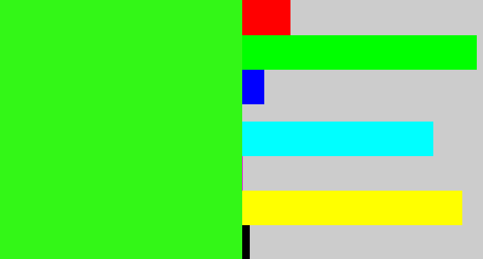 Hex color #33f717 - radioactive green