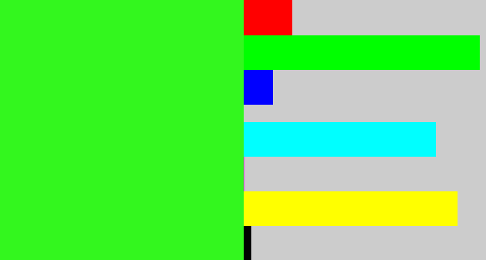 Hex color #33f71e - radioactive green
