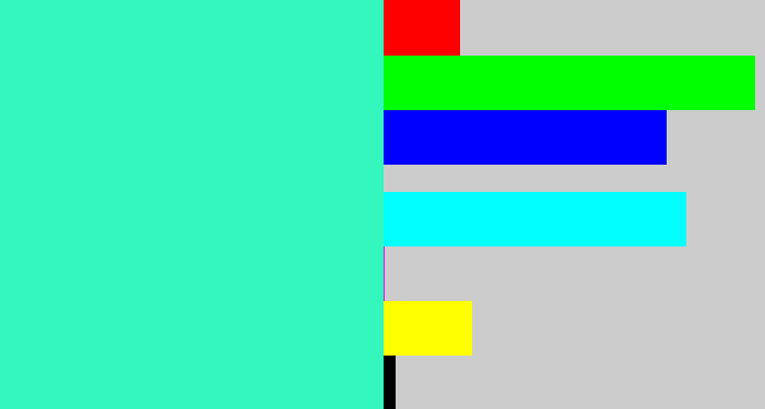 Hex color #33f7bd - greenish cyan