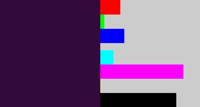 Hex color #340a3c - dark purple