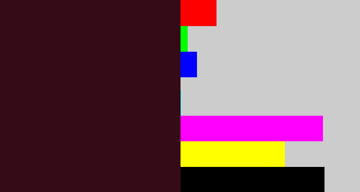 Hex color #340b16 - dark maroon