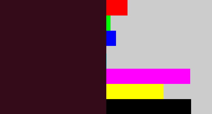 Hex color #340b18 - dark maroon