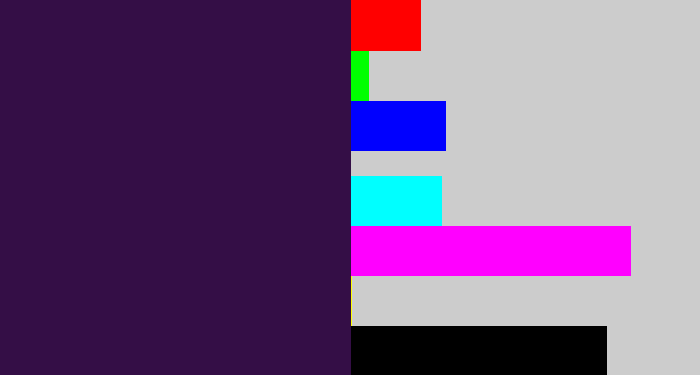 Hex color #340e46 - dark purple