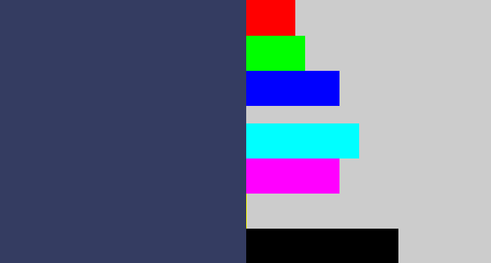Hex color #343c61 - dark grey blue