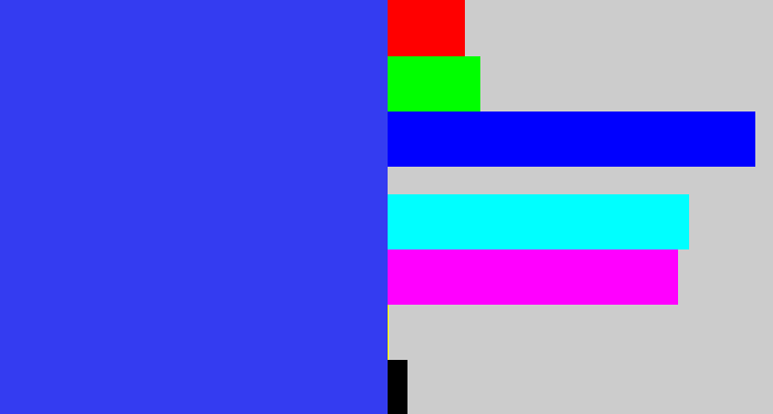 Hex color #343cf1 - light royal blue