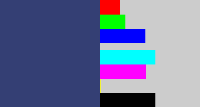 Hex color #343f74 - dark slate blue