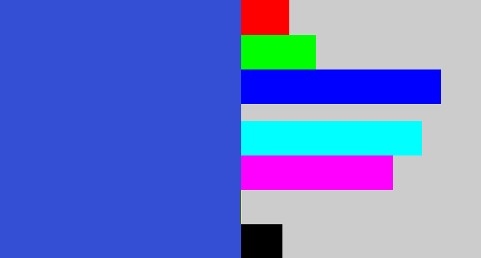 Hex color #344fd4 - warm blue