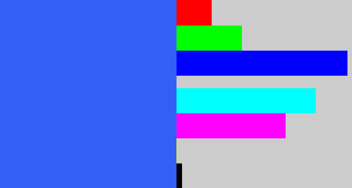 Hex color #345ff7 - azul