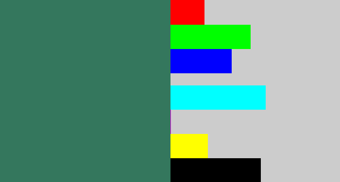 Hex color #34775d - dark green blue