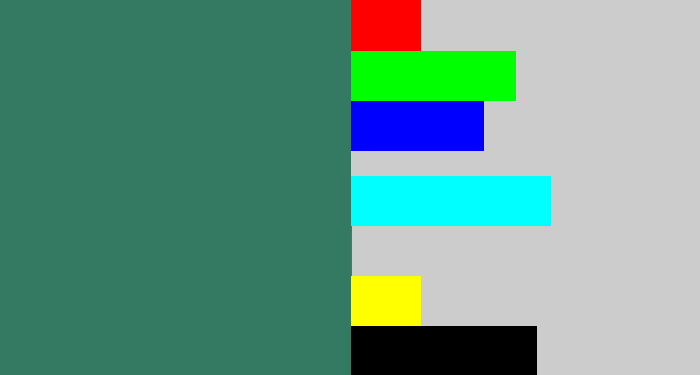 Hex color #347961 - dark green blue
