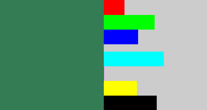 Hex color #347c54 - darkish green