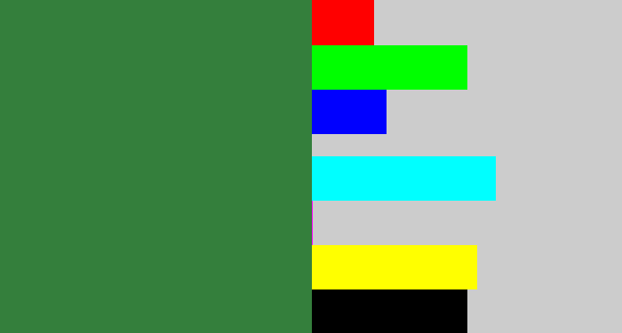 Hex color #347f3c - darkish green