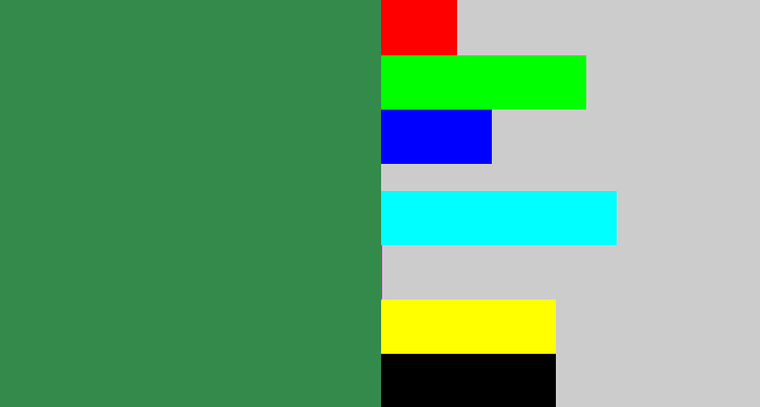 Hex color #348a4b - darkish green