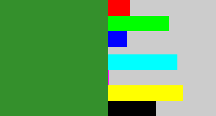 Hex color #34902c - darkish green