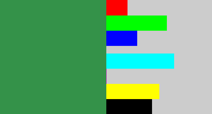 Hex color #349249 - medium green