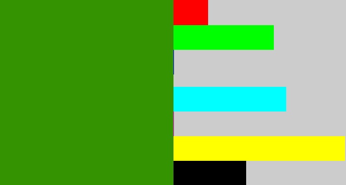 Hex color #349301 - grassy green